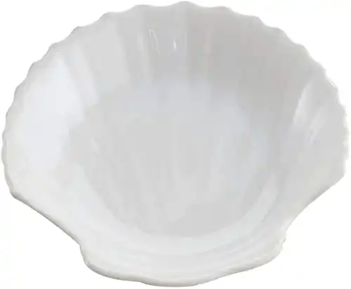 HIC Harold Import Co. White Porcelain 5.5 Inch Shell Dish, Set of 6