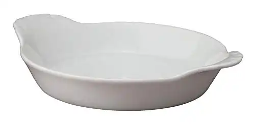 HIC Kitchen Round Au Gratin Baking Dish, Fine White Porcelain, 4-Ounce