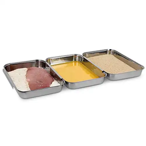 Navaris Breading Trays Set - 3 Stainless Steel Pans