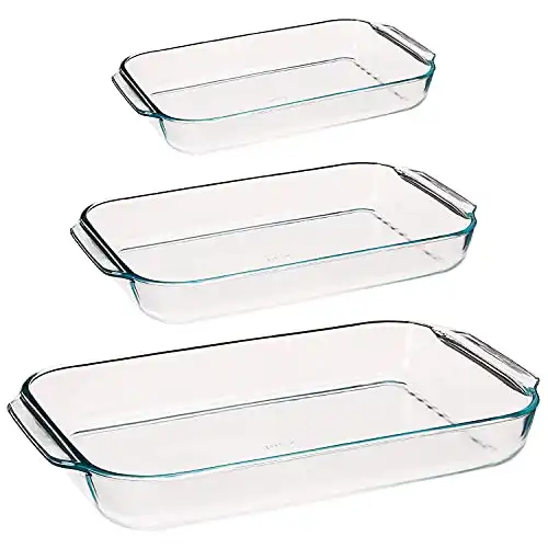 Pyrexop Pyrex Basics Oblong Baking Dish Bundle - 2 Quart, 3 Quart and 4.8-qt - 3 Piece Value Set