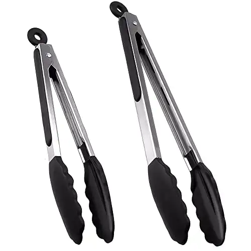 Gulex Kitchen Tongs, Set of 2 Silicone Tongs for Cooking