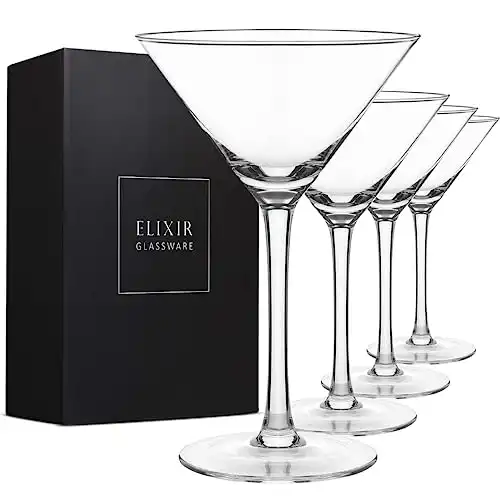 ELIXIR GLASSWARE Martini Glasses Set of 4 - Hand Blown Crystal