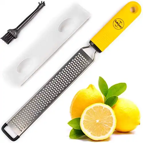 BelleGuppy Lemon Zester & Cheese Grater, Professional Zesting tool for Parmesan, Citrus, Ginger, Nutmeg, Garlic, Chocolate, Fruits, Razor-Sharp Stainless Steel Blade Protective cover, Dishwasher S...