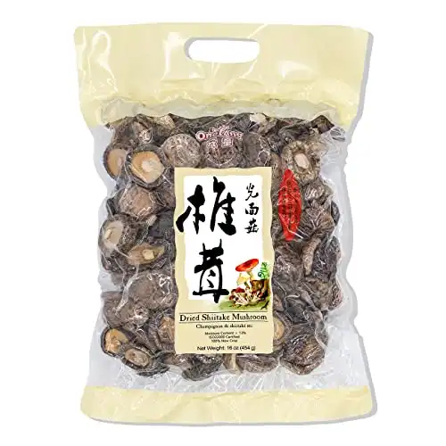 ONETANG Dried Shiitake Mushrooms 16 Oz, Rehydrate Quickly, Soft Texture, Fresh Flavor, Stemless, Vacuum Sealed, No Add, 2023 New Black Mushrooms 1 LB (Holiday Gifts)