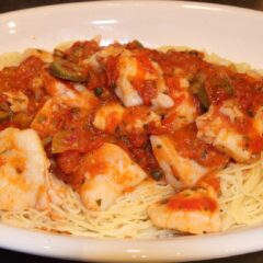 angel hair pasta with sea bass