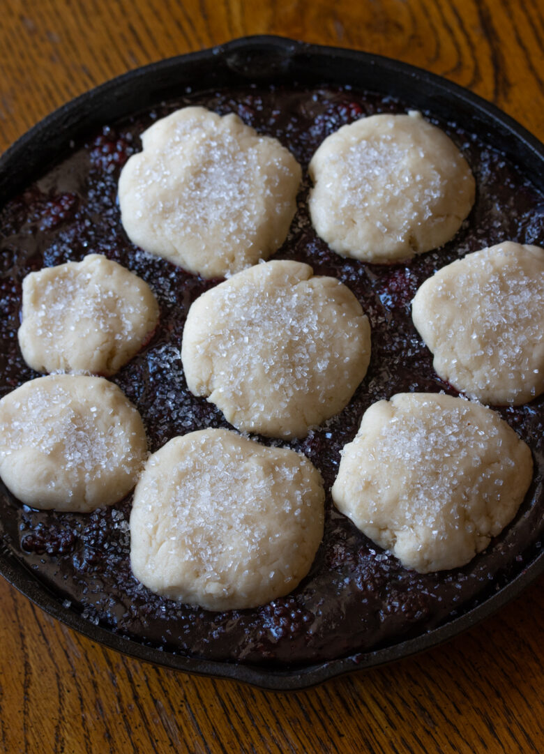 cobbler ready and sanding sugar sprinkled over it