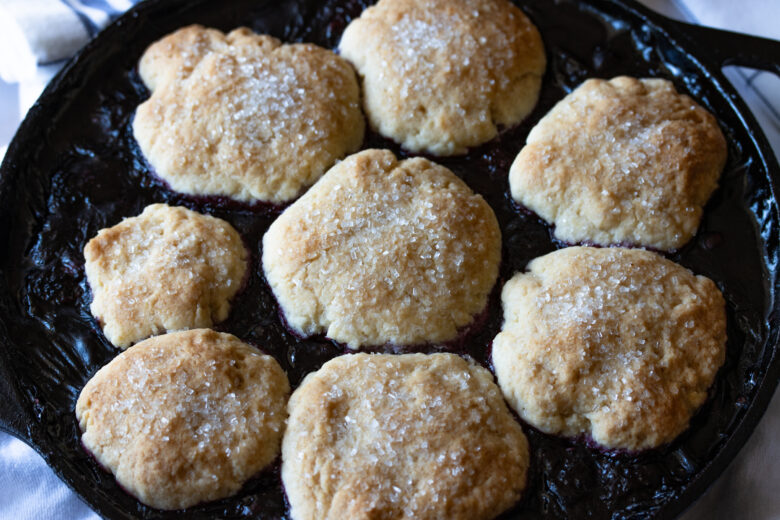 blackberry cobbler right out of the oven