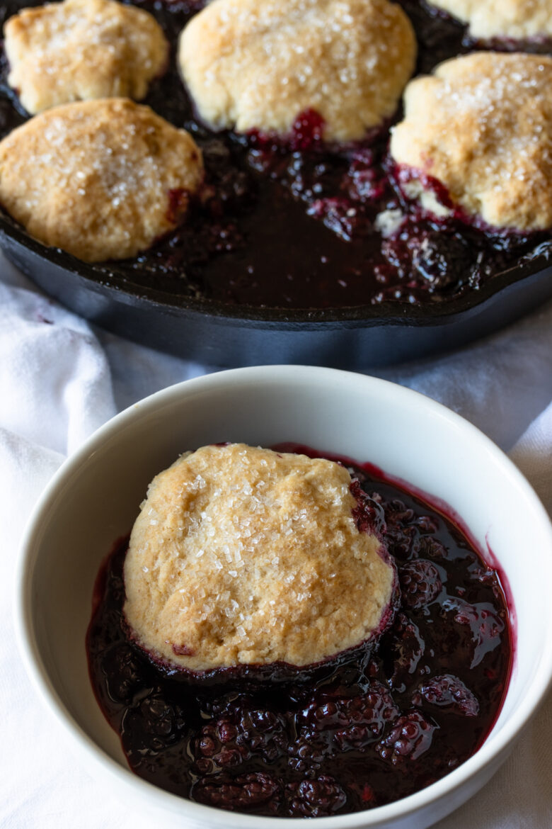 cobbler served in a white bowl