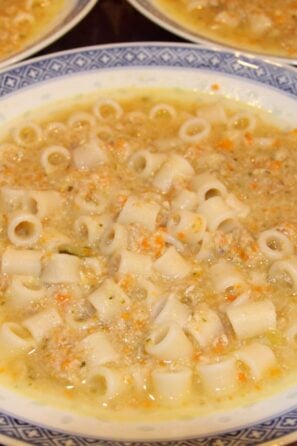 vegetables chicken soup with pasta