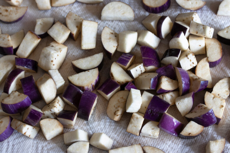 eggplant over papertowel