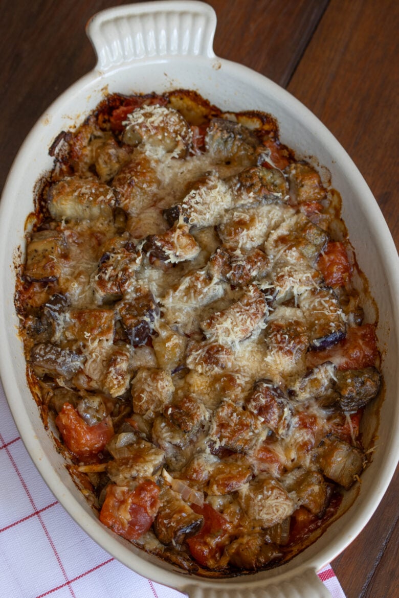 Eggplant Gratin out of the oven