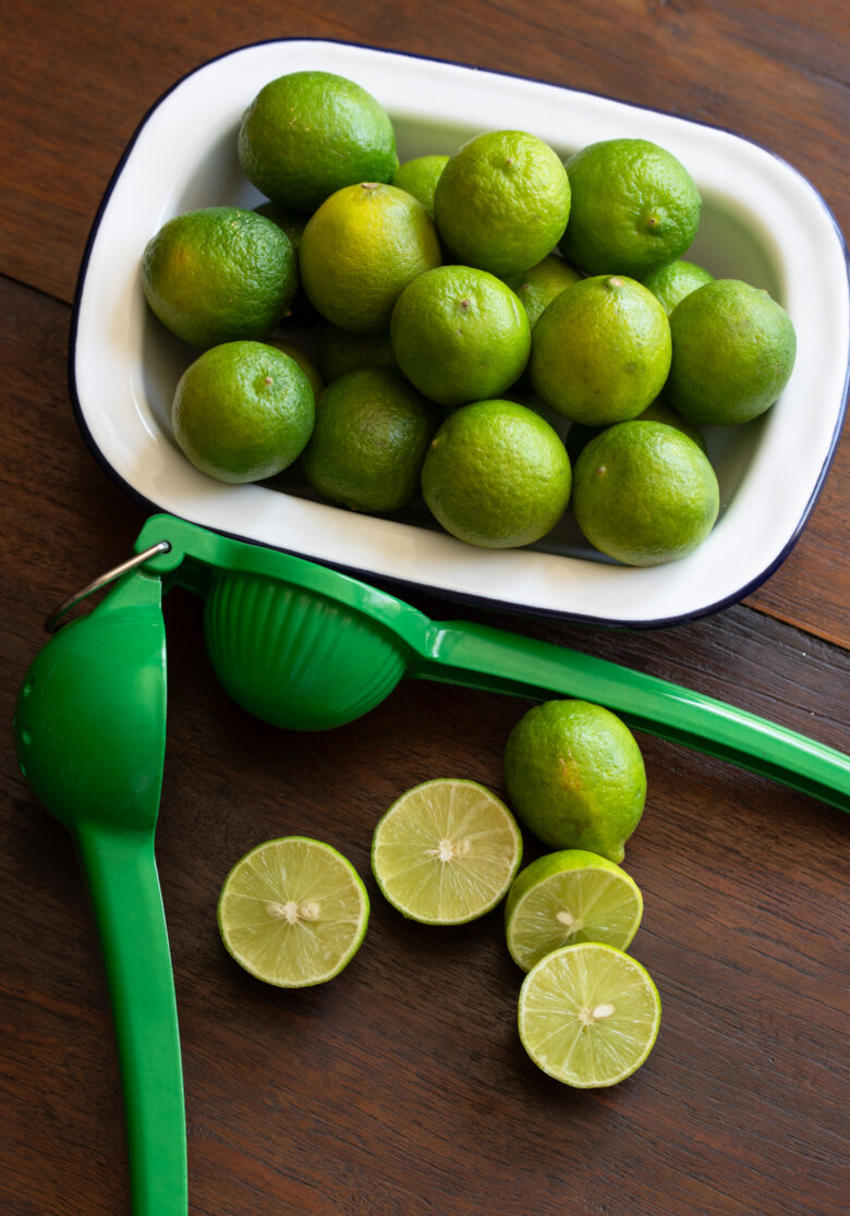 key limes sliced and whole