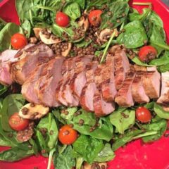 Lentil salad with pork tenderloin