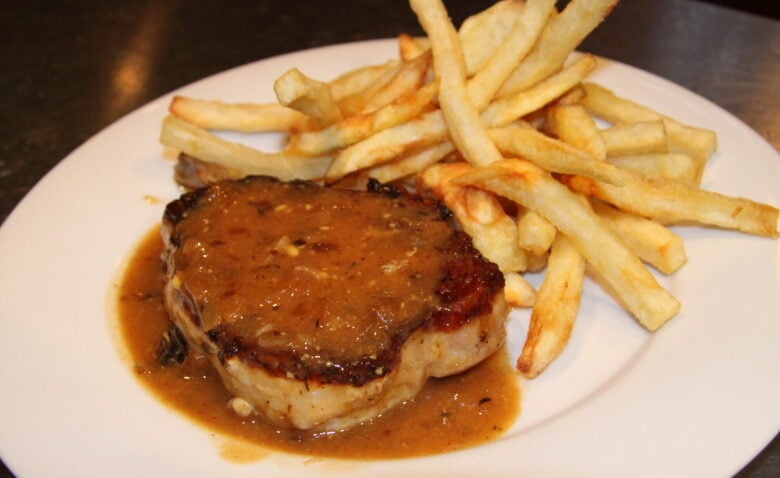 Pork Chops with Beet Mustard Gravy