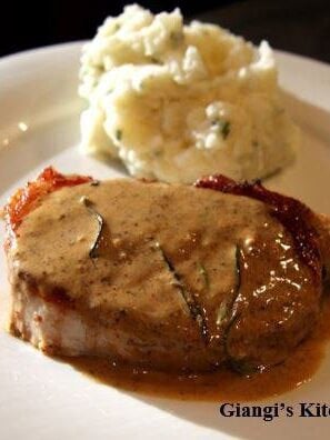 pork steaks with mustard and rosemary sauce