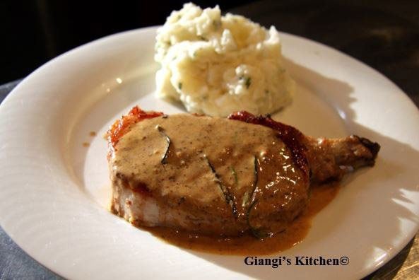 pork steaks with mustard and rosemary sauce