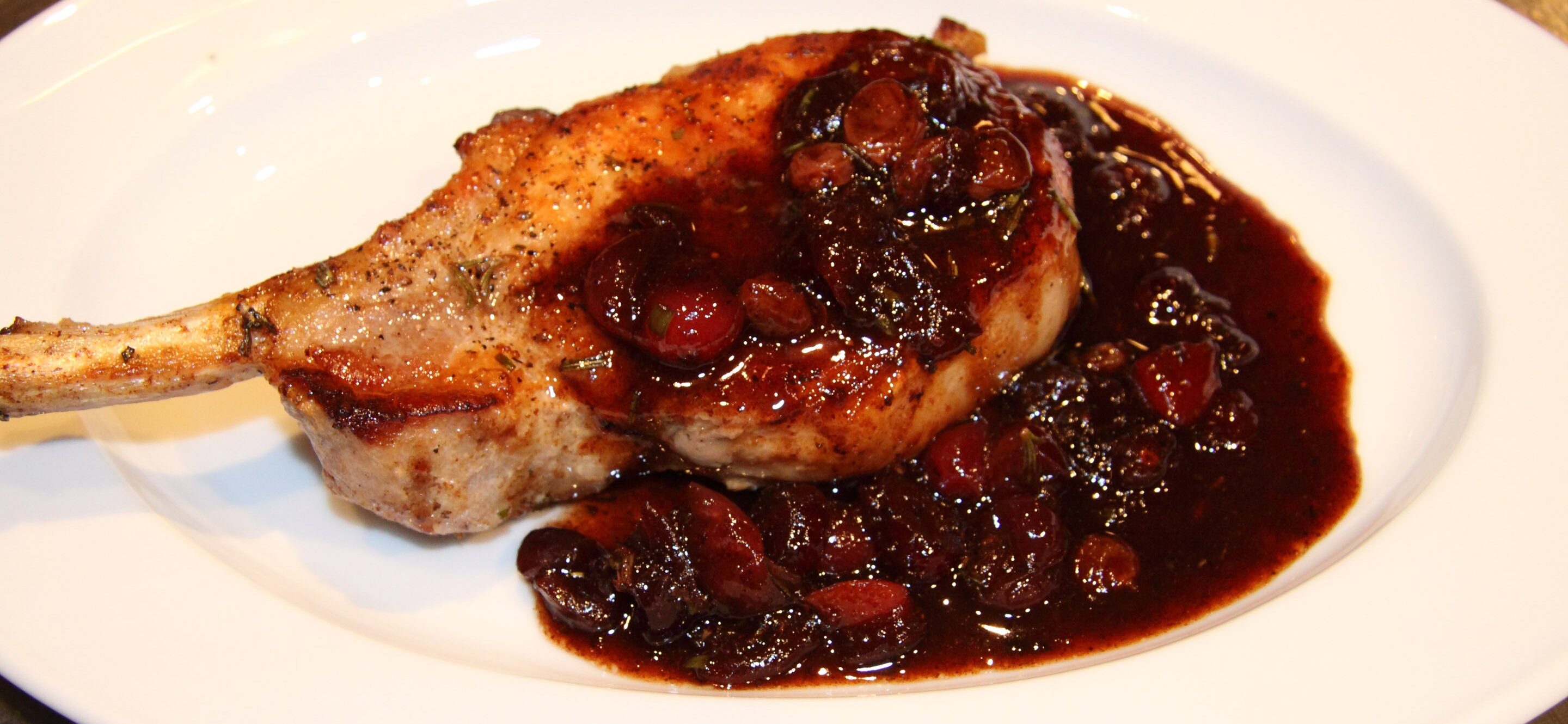 pork chops with cranberry, port and rosemary sauce