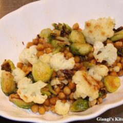 Brussels sprouts, cauliflower and chickpeas