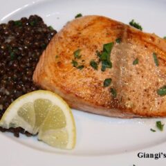 salmon with lentils