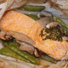 salmon with vegetables in parchmenrt