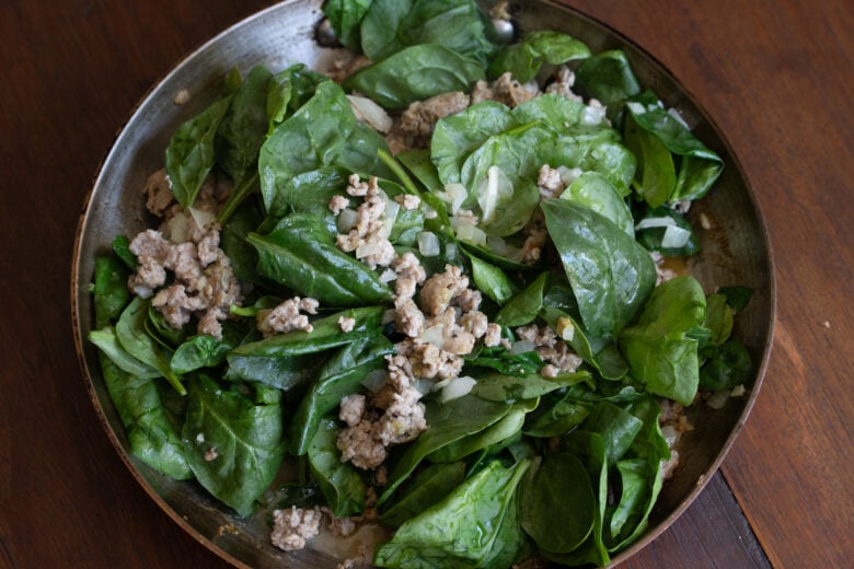 spinach garlic and onion added