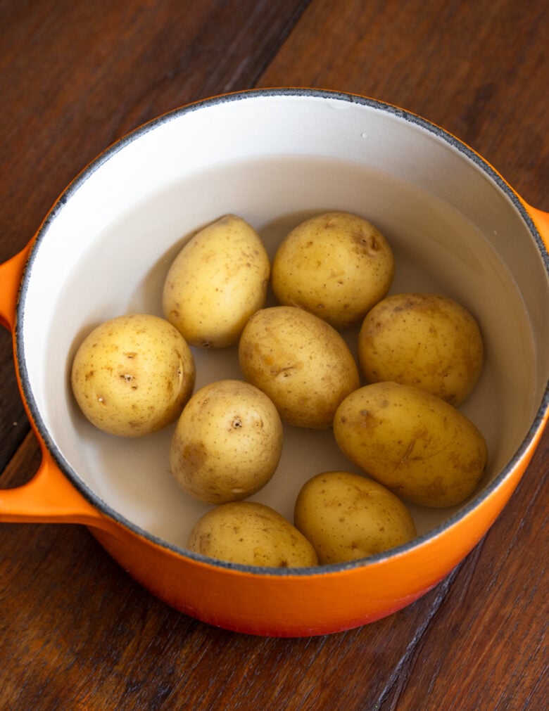 potatoes in pan before boiling