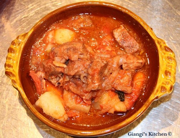 spezzatino of beef with potatoes and onions