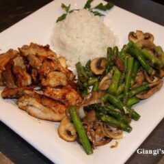 asparagus stir-fry with ginger mushrooms