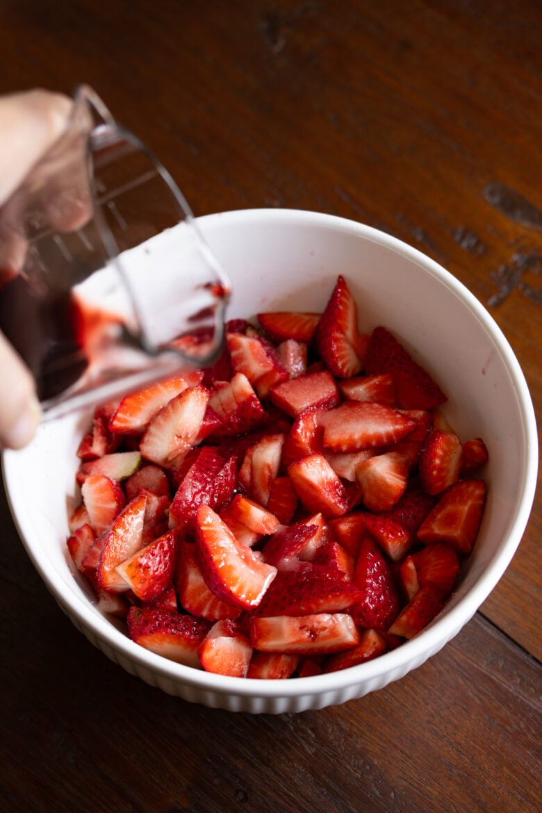 Strawberry in Wine with sugar and wine added to it