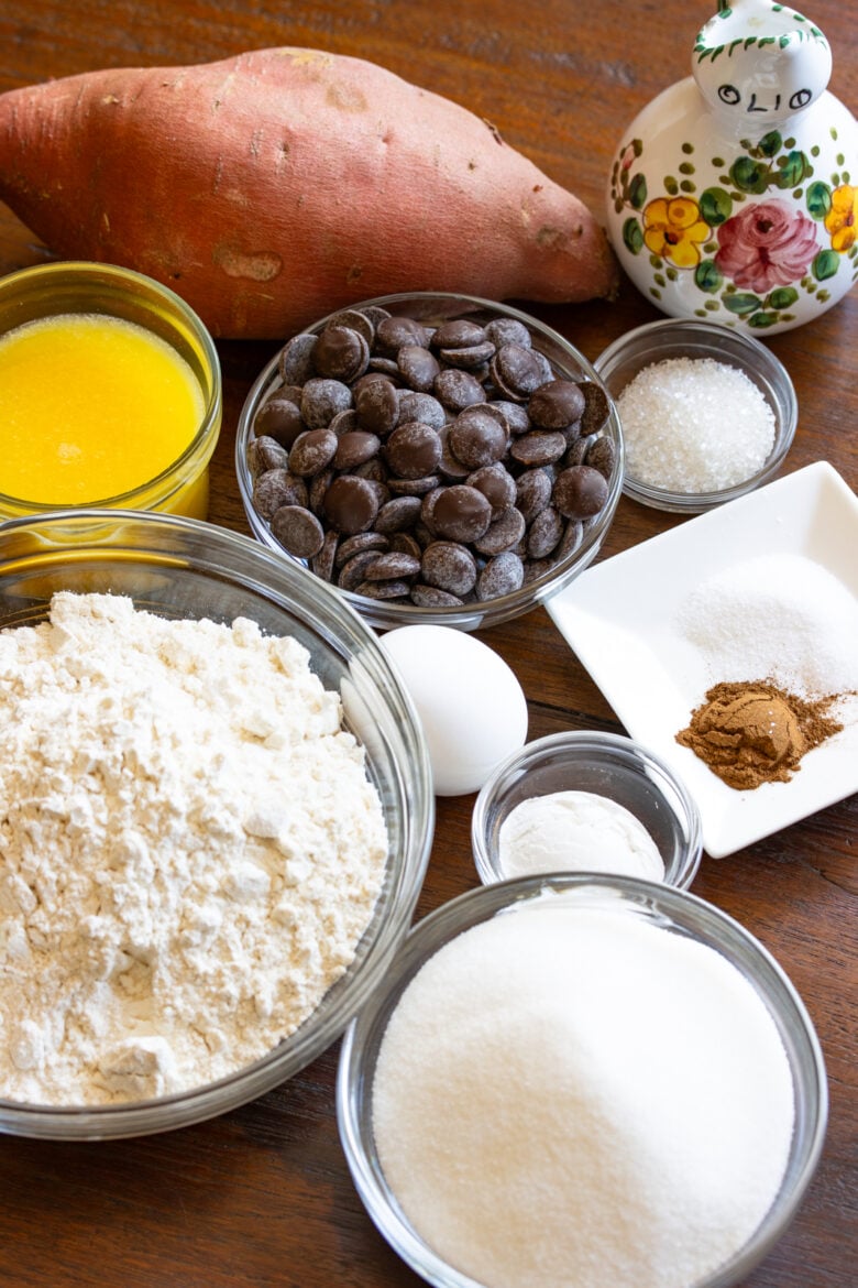 ingredients for the sweet potatoes muffins