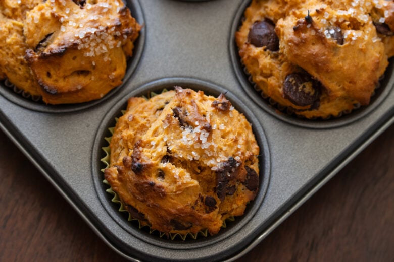 Sweet Potatoes Muffins in the baking sheet