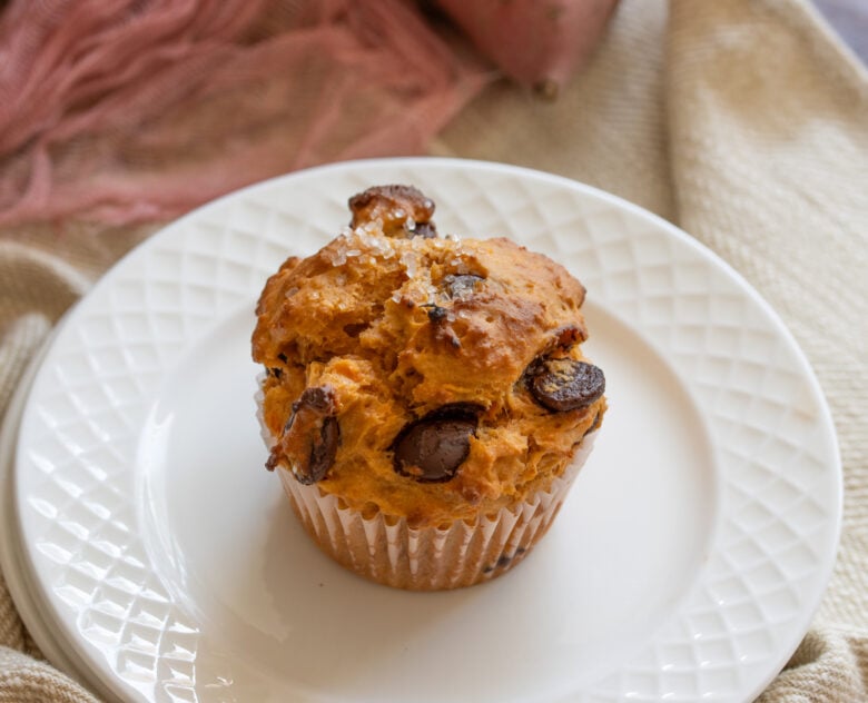 Sweet Potatoes Muffins on a white serving plate