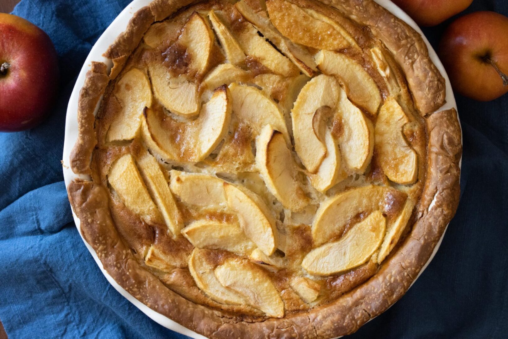 Apple pie - French Apple Tart Normande in the dish