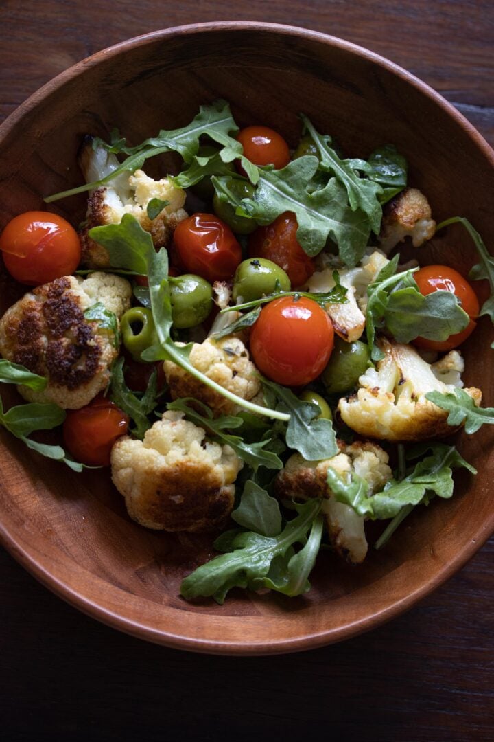 cauliflower with olives and cherry tomatoes