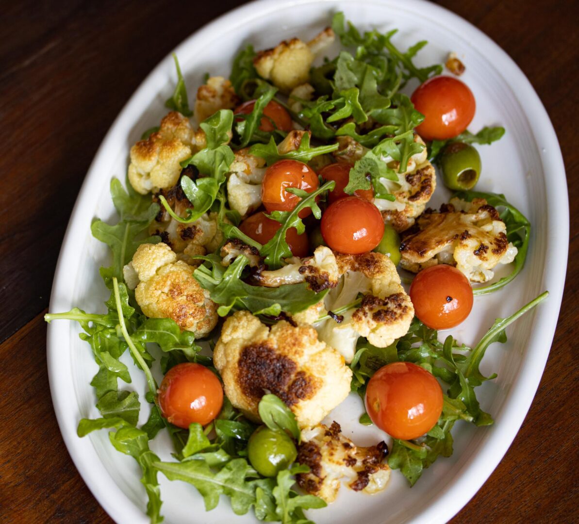 cauliflower with olives and cherry tomatoes