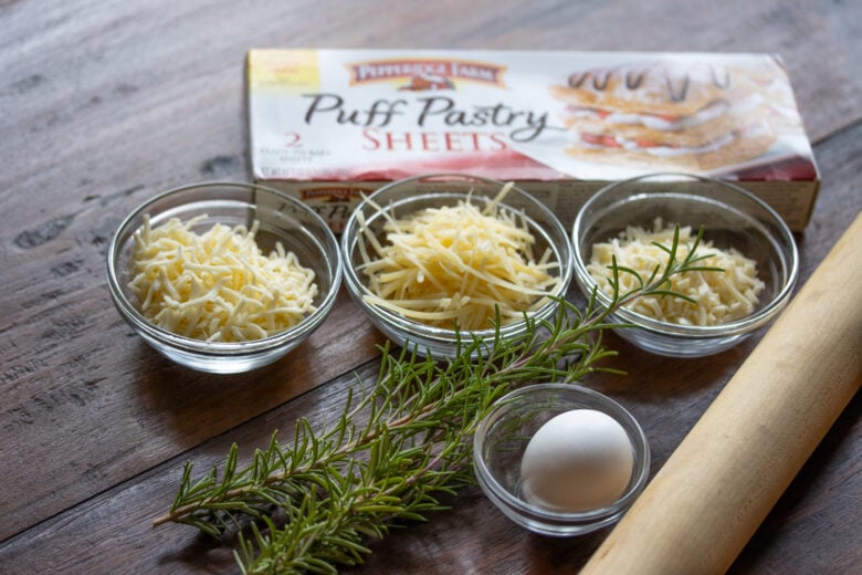 ingredients for cheese and rosemary breadsticks