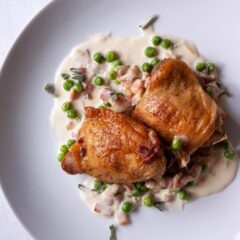 Chicken with Peas, Sage and Bacon