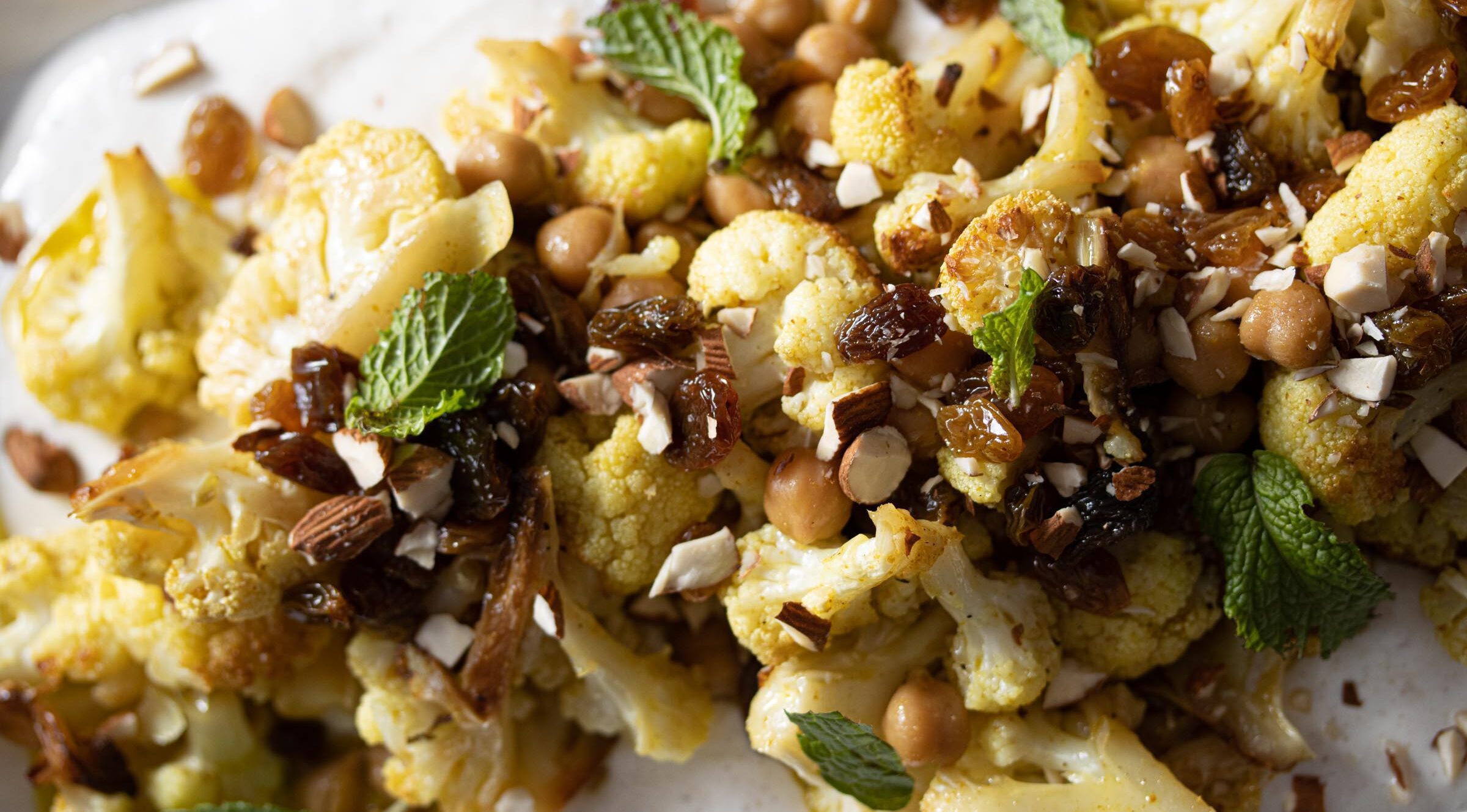 chickpeas, cauliflower, curry vinaigrette and spiced yogurt