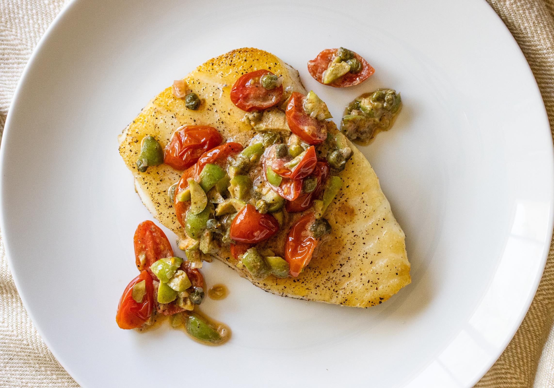 Chilean Sea Bass with Tomato Relish – Quick & Easy