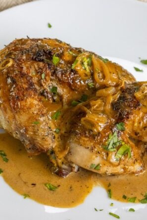 CORNISH GAME HEN WITH WHISKEY CREAM SAUCE