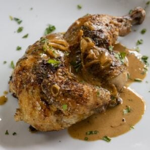 CORNISH GAME HEN WITH WHISKEY CREAM SAUCE