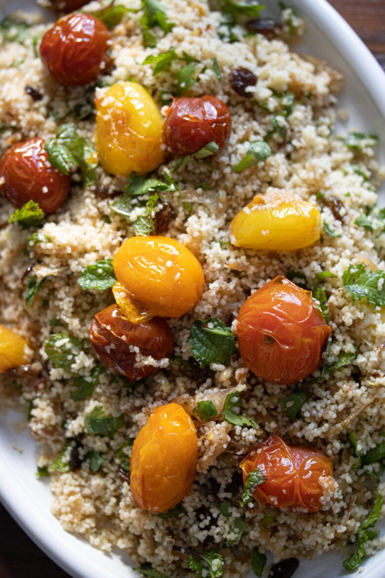 Couscous, Herbs, Tomatoes Salad with Scallops