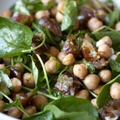 cresson, garbanzo beans, dates salad