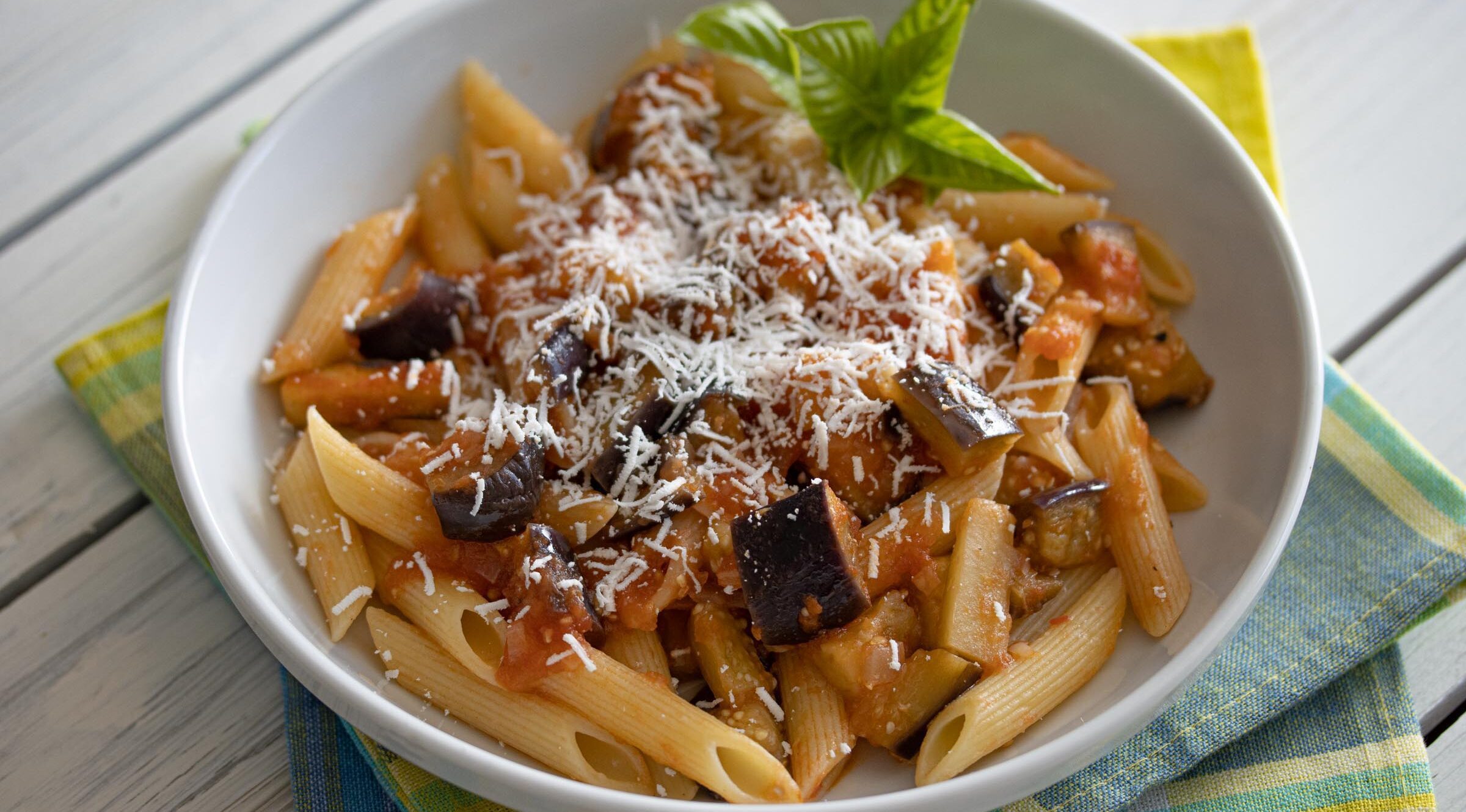 eggplant, pasta and ricotta salata