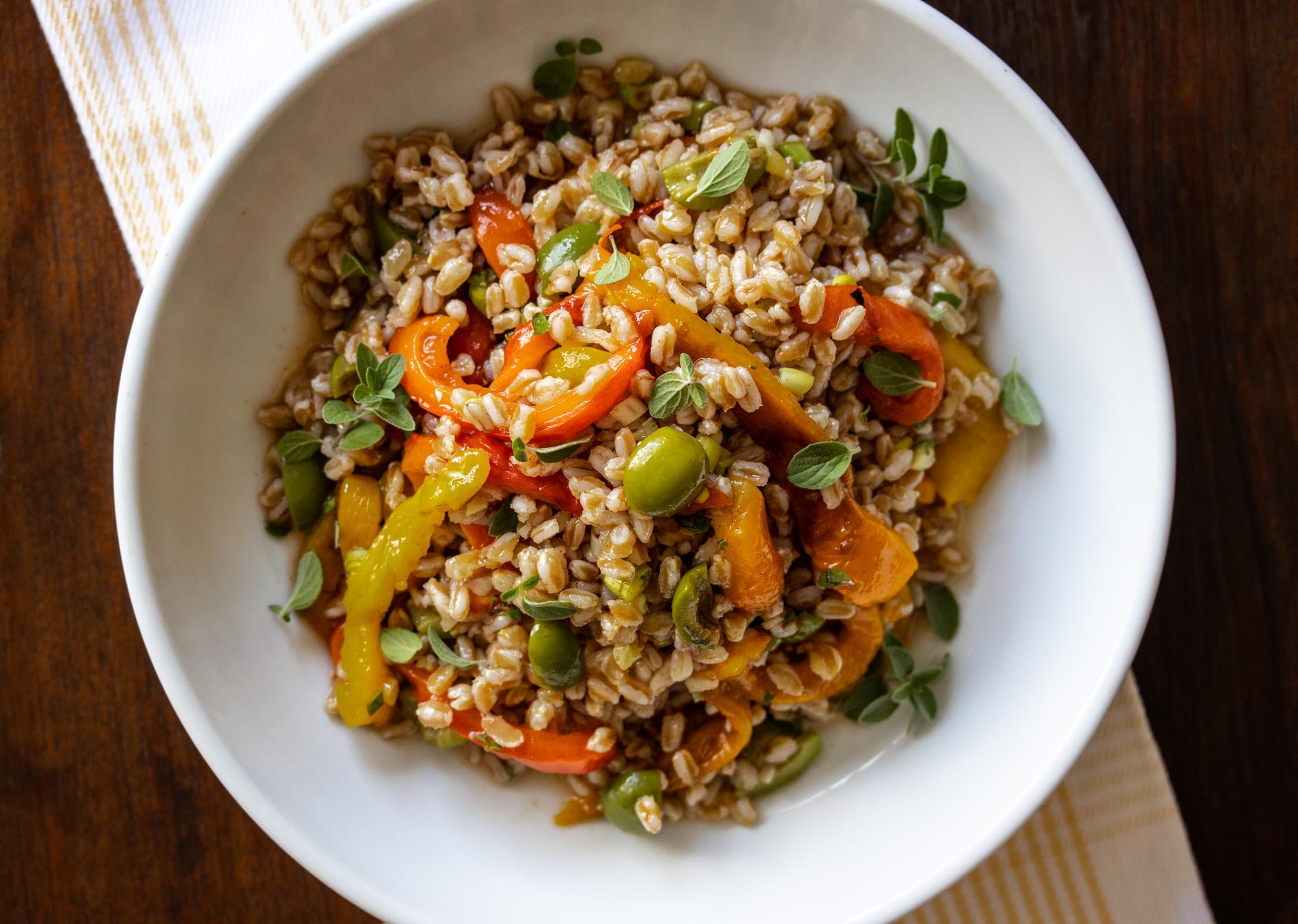 roasted bell pepper & Italian Farro Salad