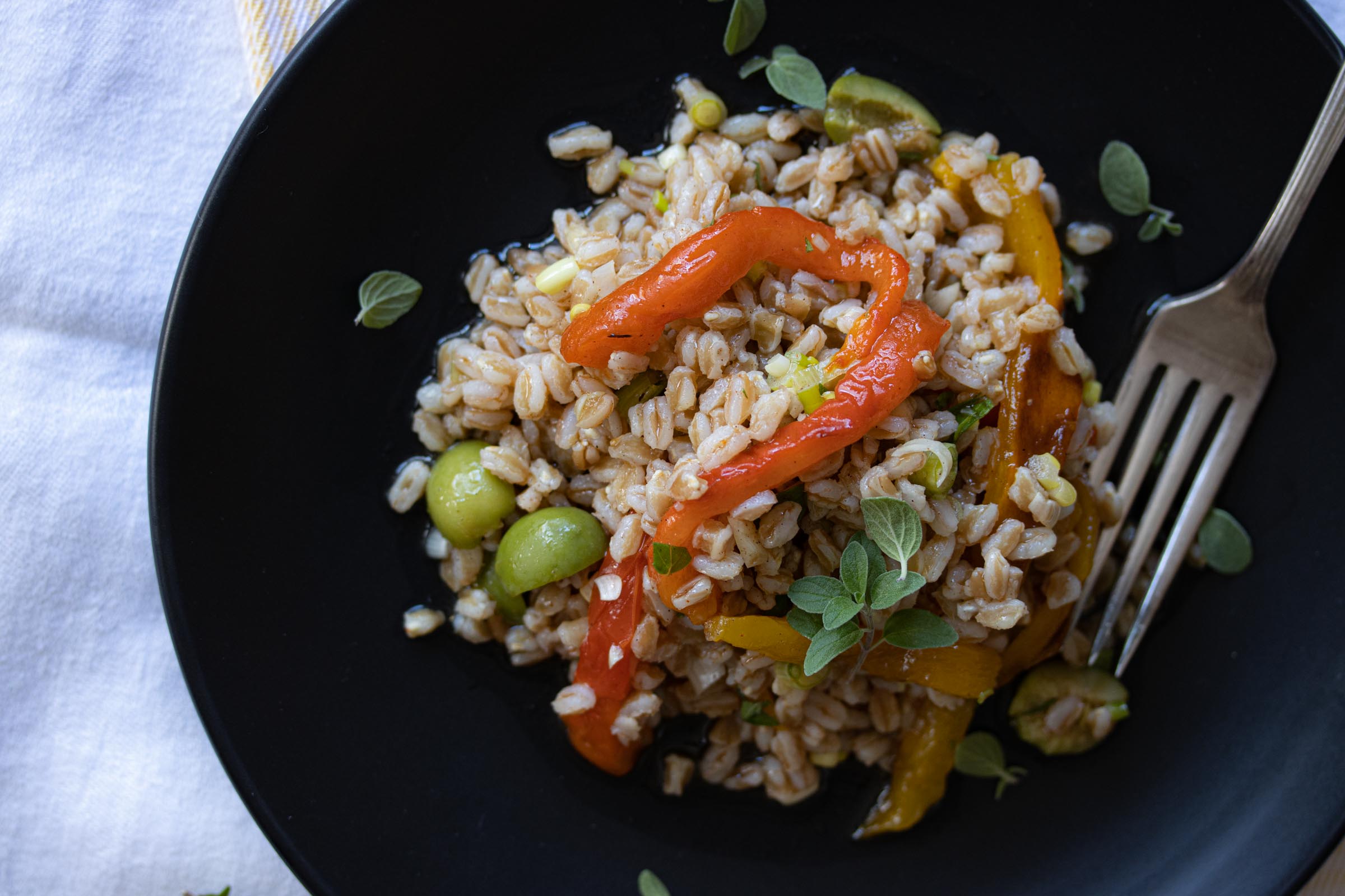 roasted bell pepper & Italian Farro Salad