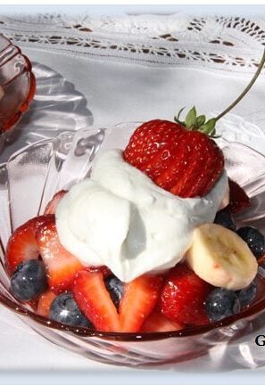 fresh fruits with chantilly