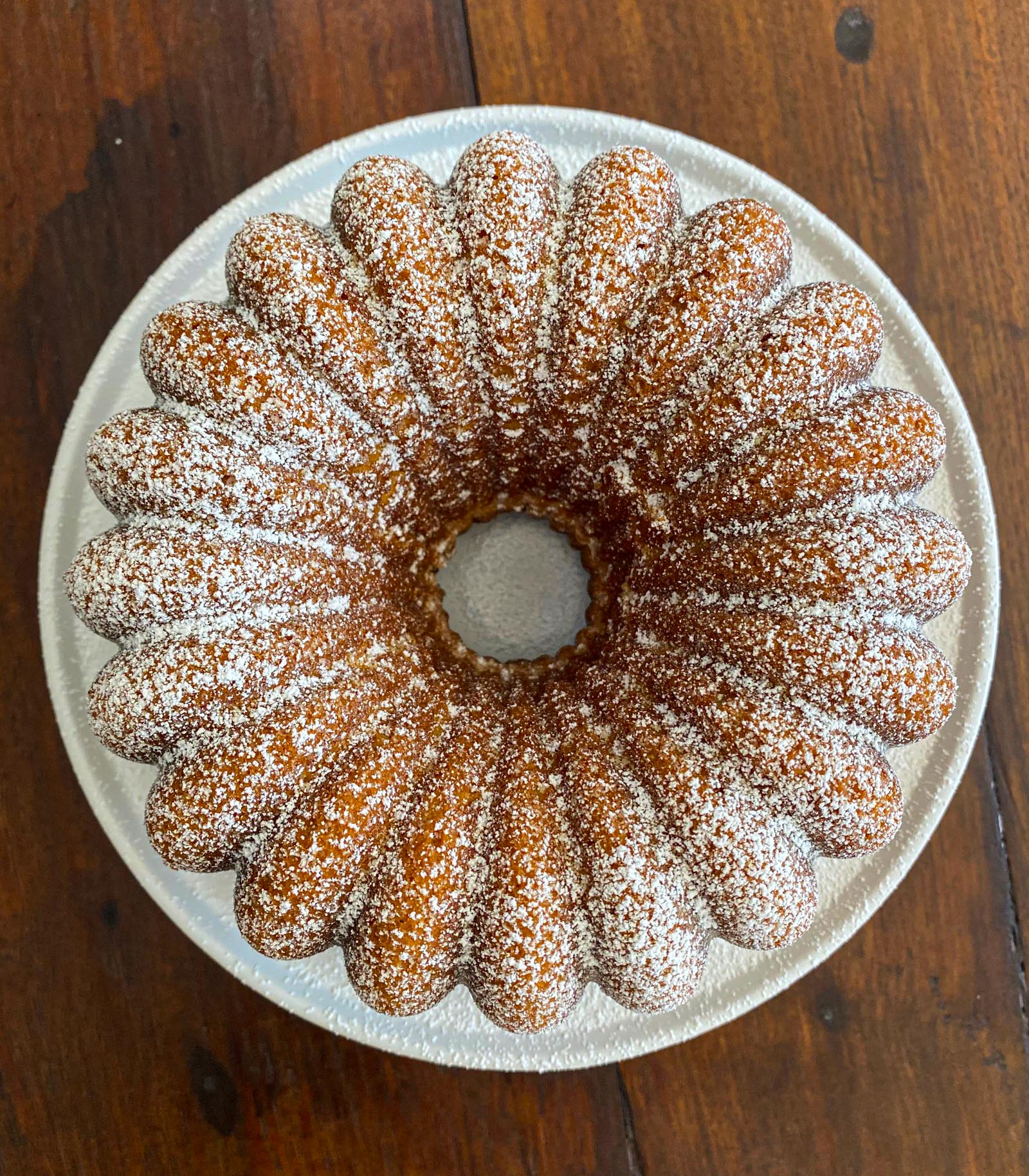 Lemon Pound Cake on a white serving platter