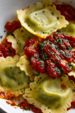 Lobster Ravioli with Marinara Sauce