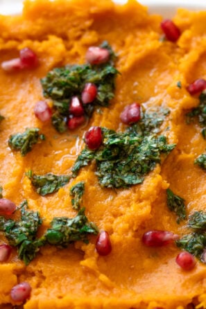 Mashed Sweet Potatoes With Lemon Basil Sauce